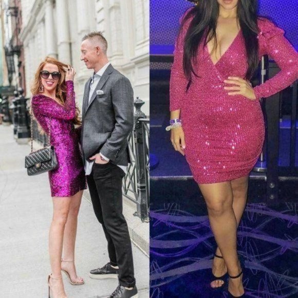 Sequin Mini Dress Womens 0 XS Magenta Cocktail Sparkle Ruched Bodycon PARKER New
